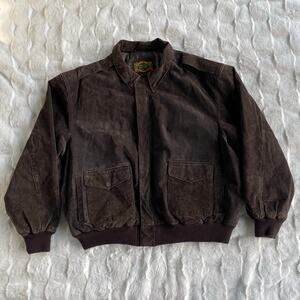 🔥VTG Global Identity G III Suede Bomber Jacket Rusty Brown Moto Utility XXL